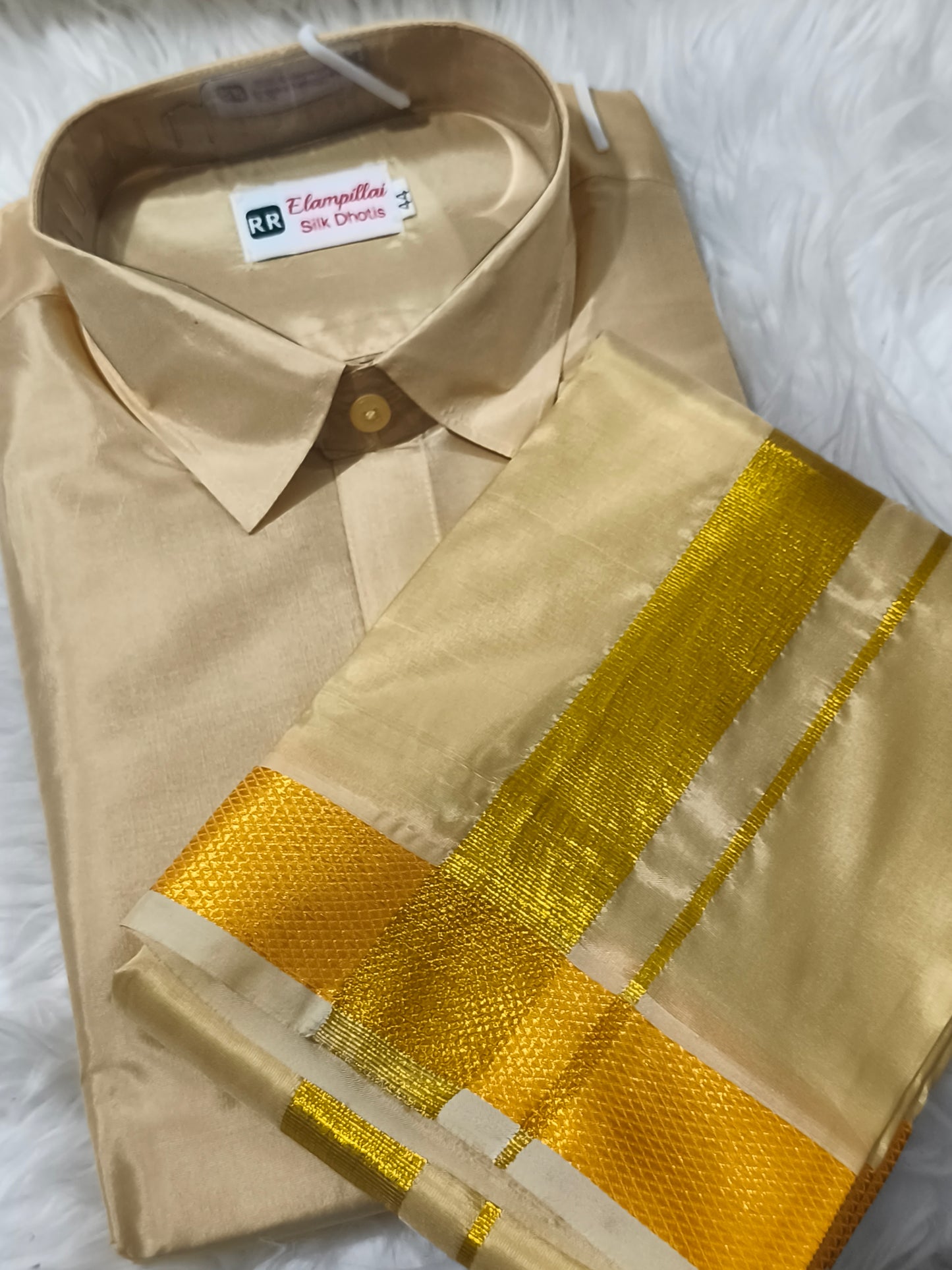 Men's Gold colour Veshti Shirt set