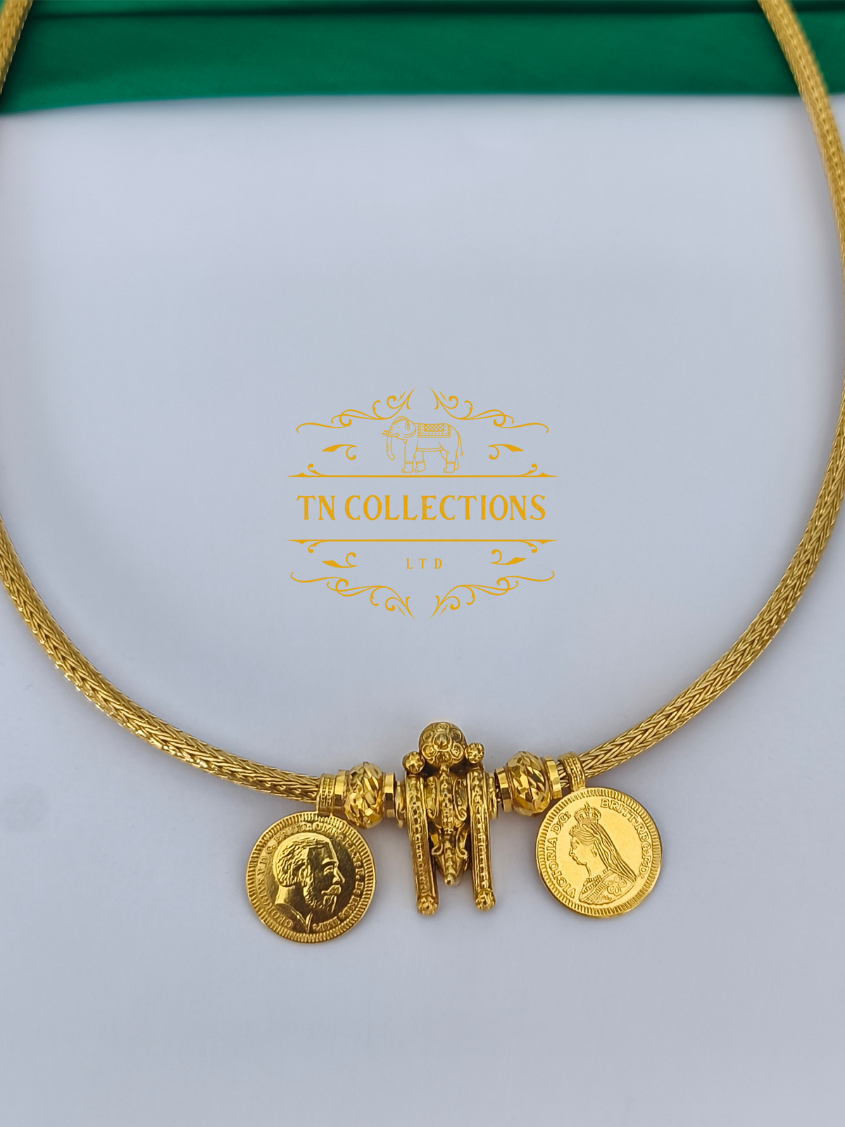 22ct Gold Plated Traditional Hindu Thalikodi with Kombu thali,thadai & Coins (9 - 11 Pawn thickness)
