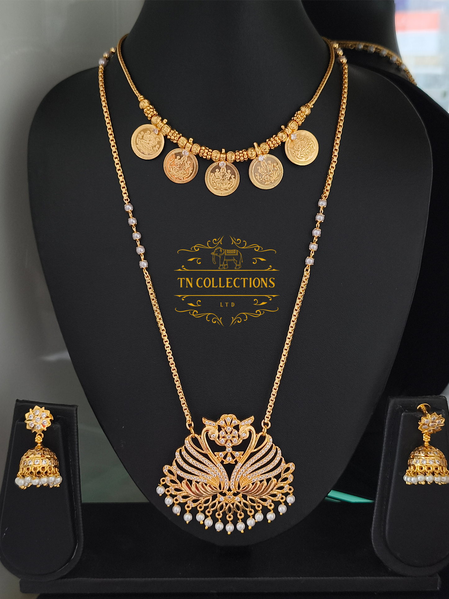 Micro Gold-Plated Traditional Semi Bridal Set (Full white stones)