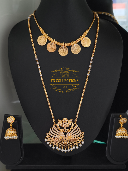 Micro Gold-Plated Traditional Semi Bridal Set (Full white stones)