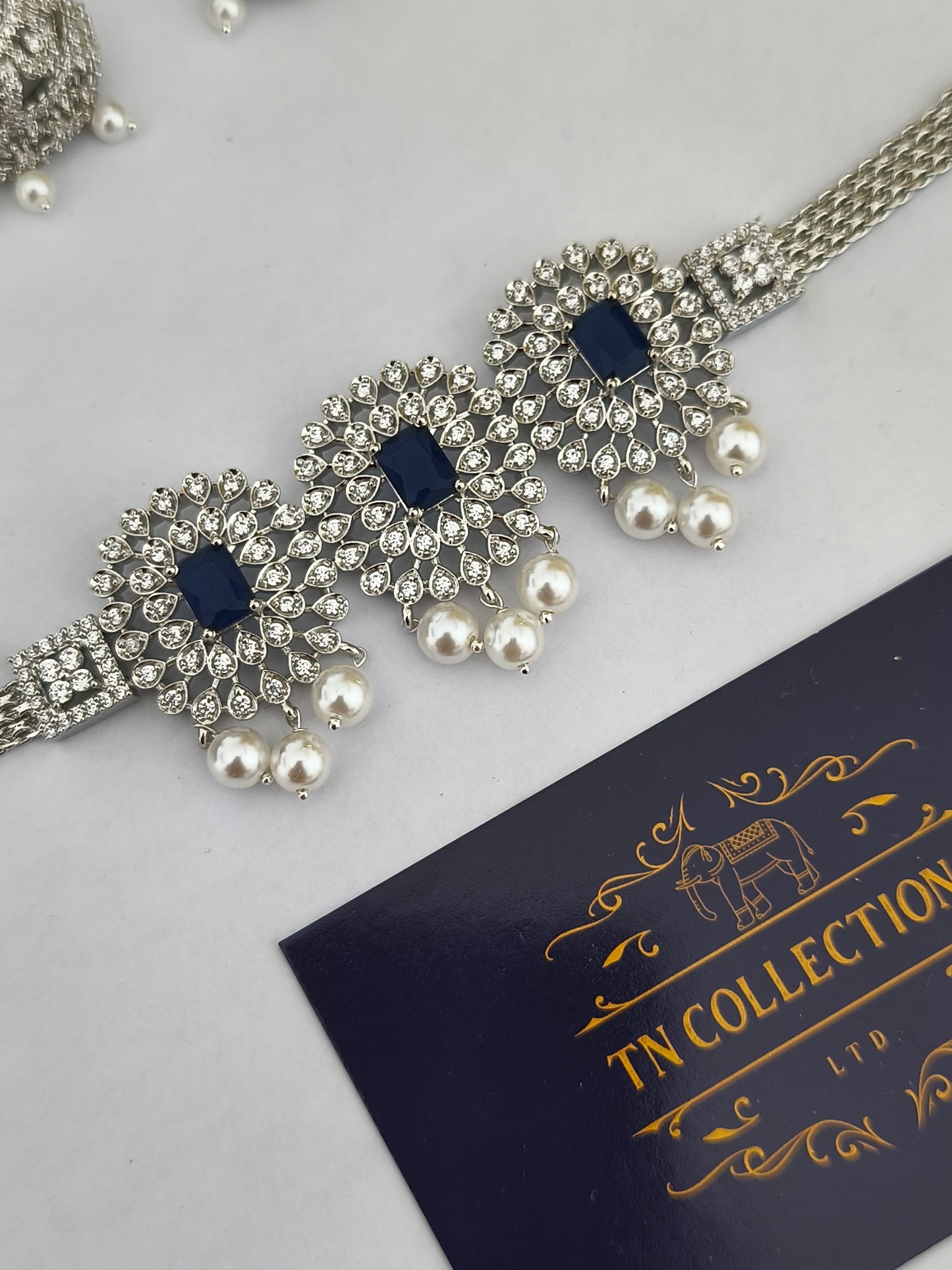 Silver Finish Choker necklace set