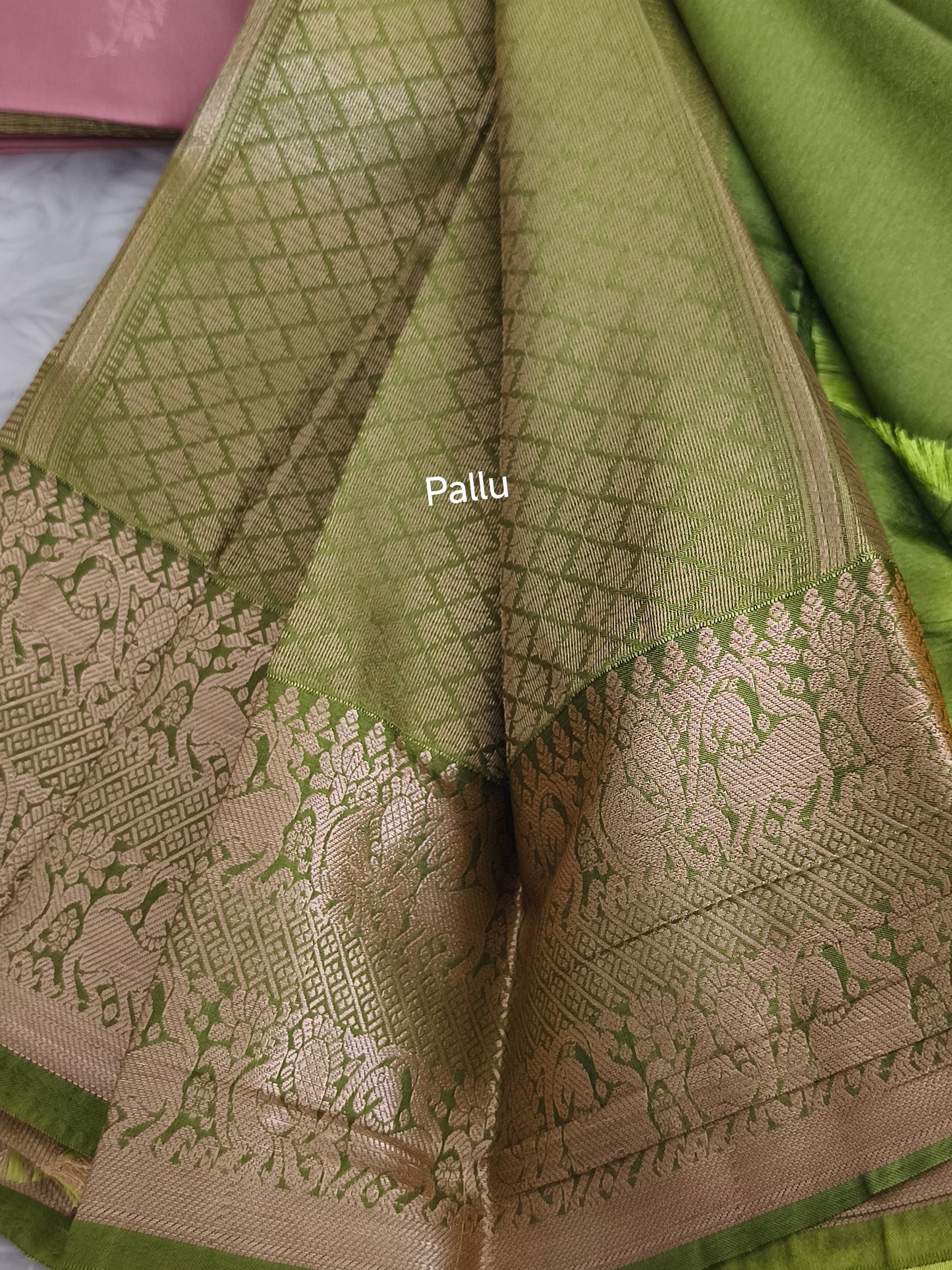 Dusty Pink Kanjivaram Semi Silk Saree