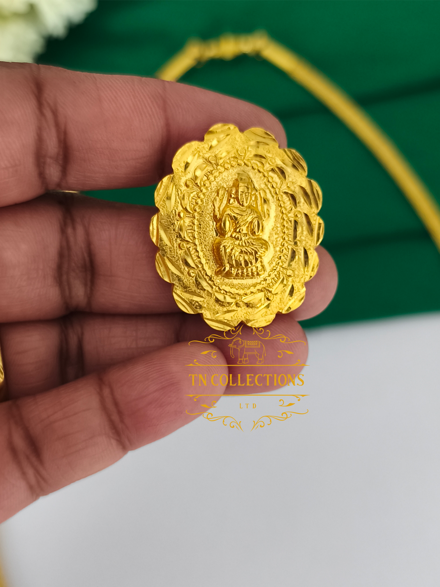 22ct Gold Plated Traditional Hindu Thalikodi with Amman thali & Coins (15- 19 Pawn thickness)