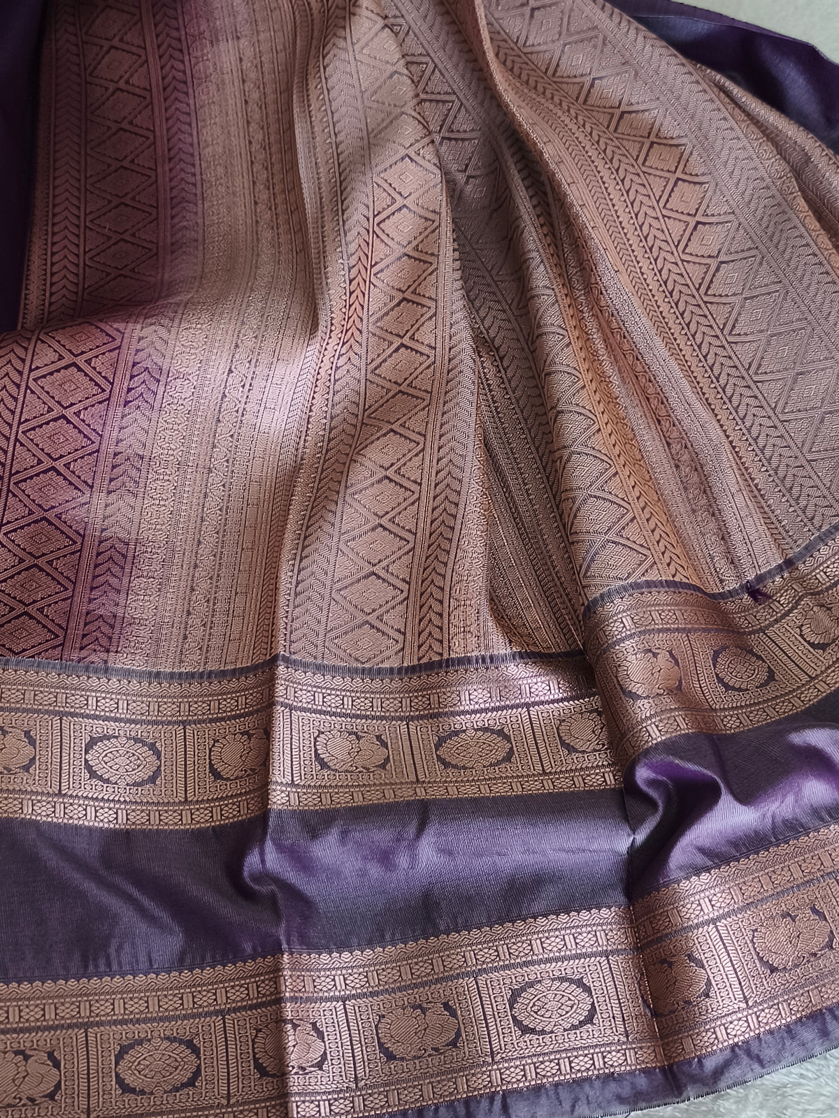 Premium kanchi Semi Silk Saree with contrast blouse