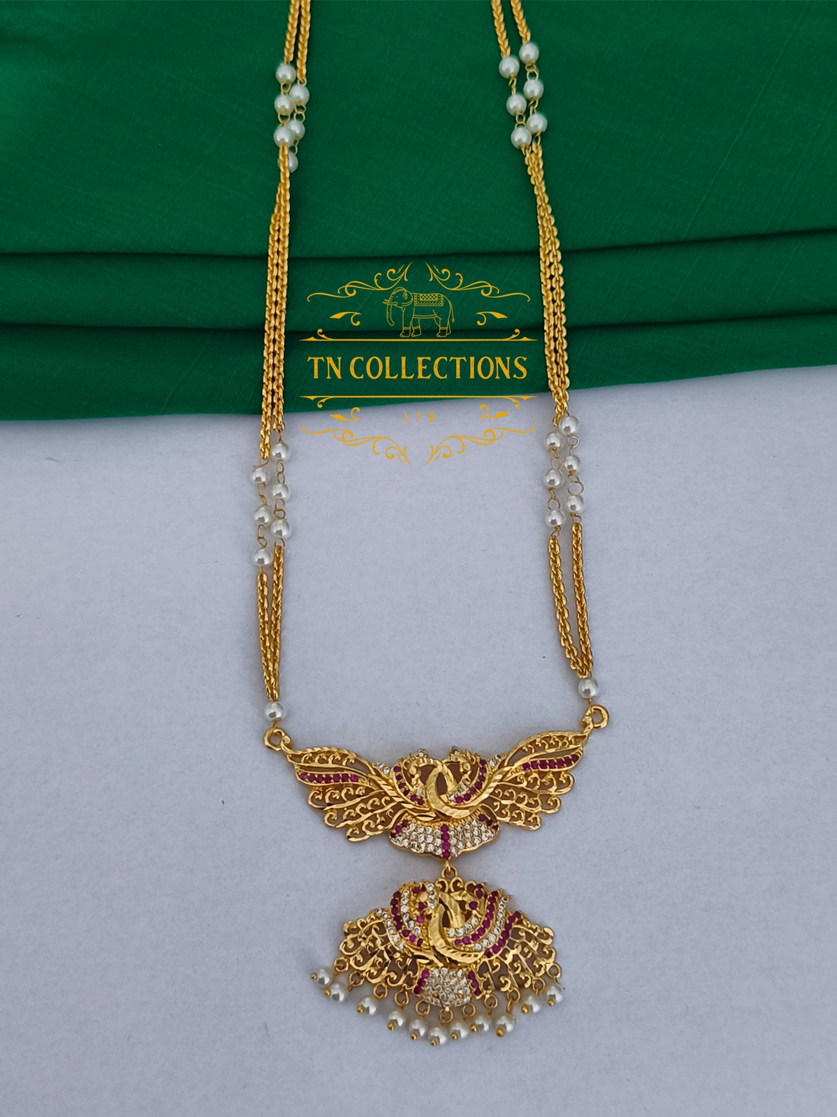 Micro Gold-Plated Attiyal Pathakkam Set (Ruby & White Stones)