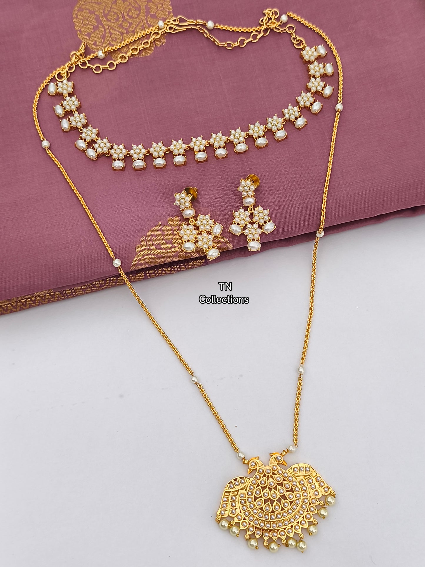 Micro gold plated Shell Pearl Pathakkam Set