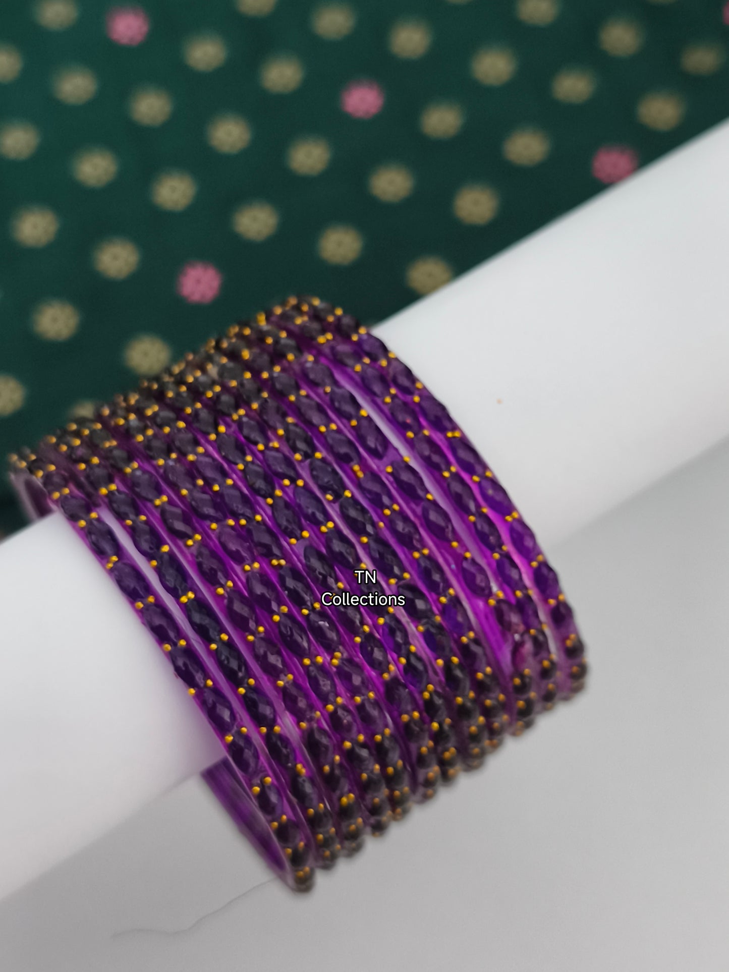 Trendy Dark Purple Glass Bangles (Size 2.6)
