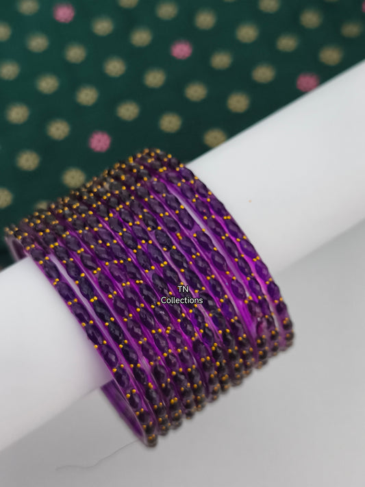 Trendy Dark Purple Glass Bangles (Size 2.6)