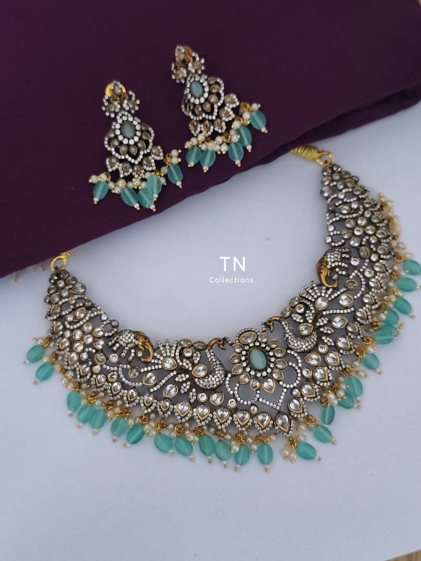 Victorian Finish Necklace Set (Mint Green)