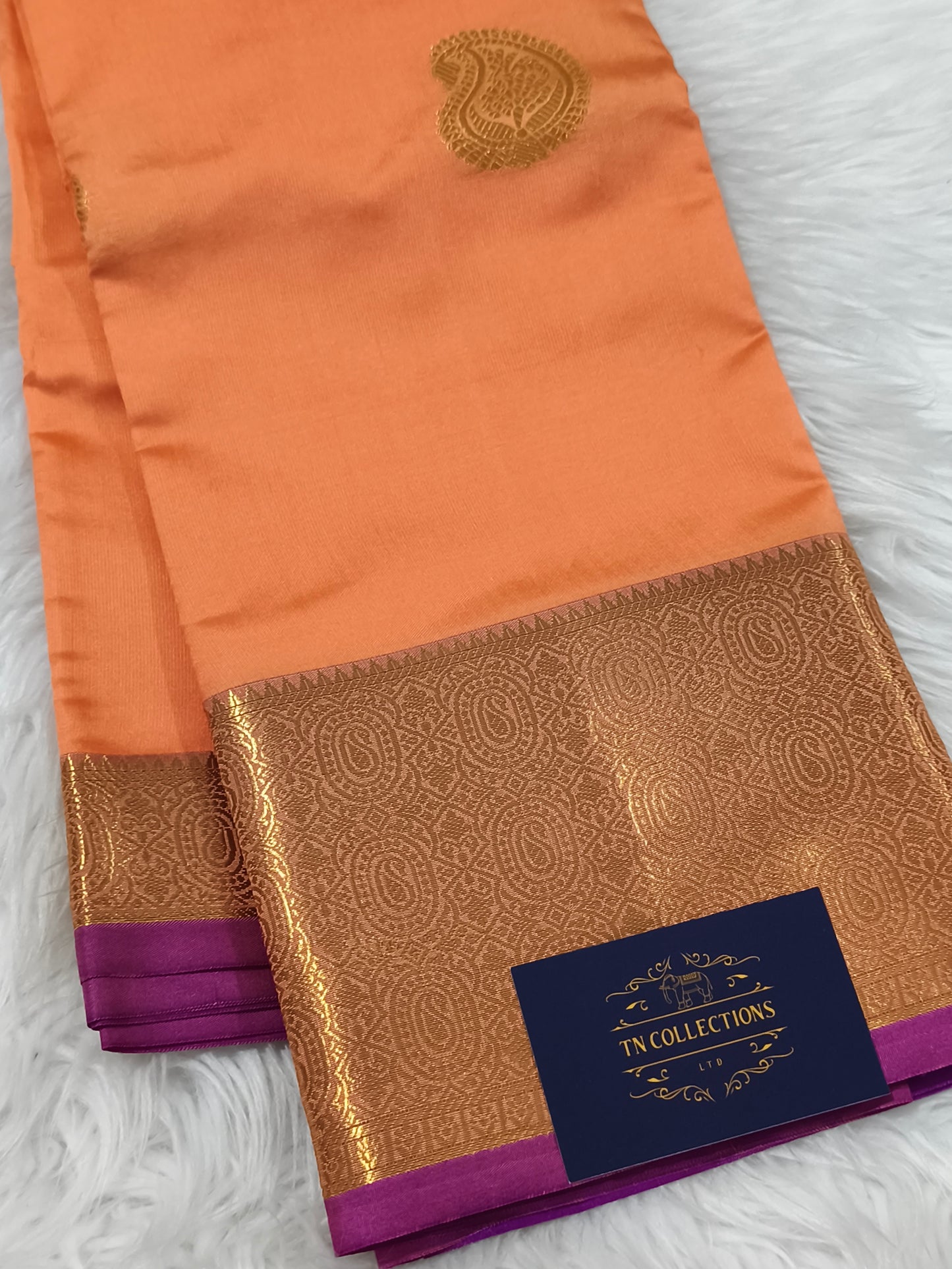 Luxury Semi Soft Silk Saree (Peach-Orange)