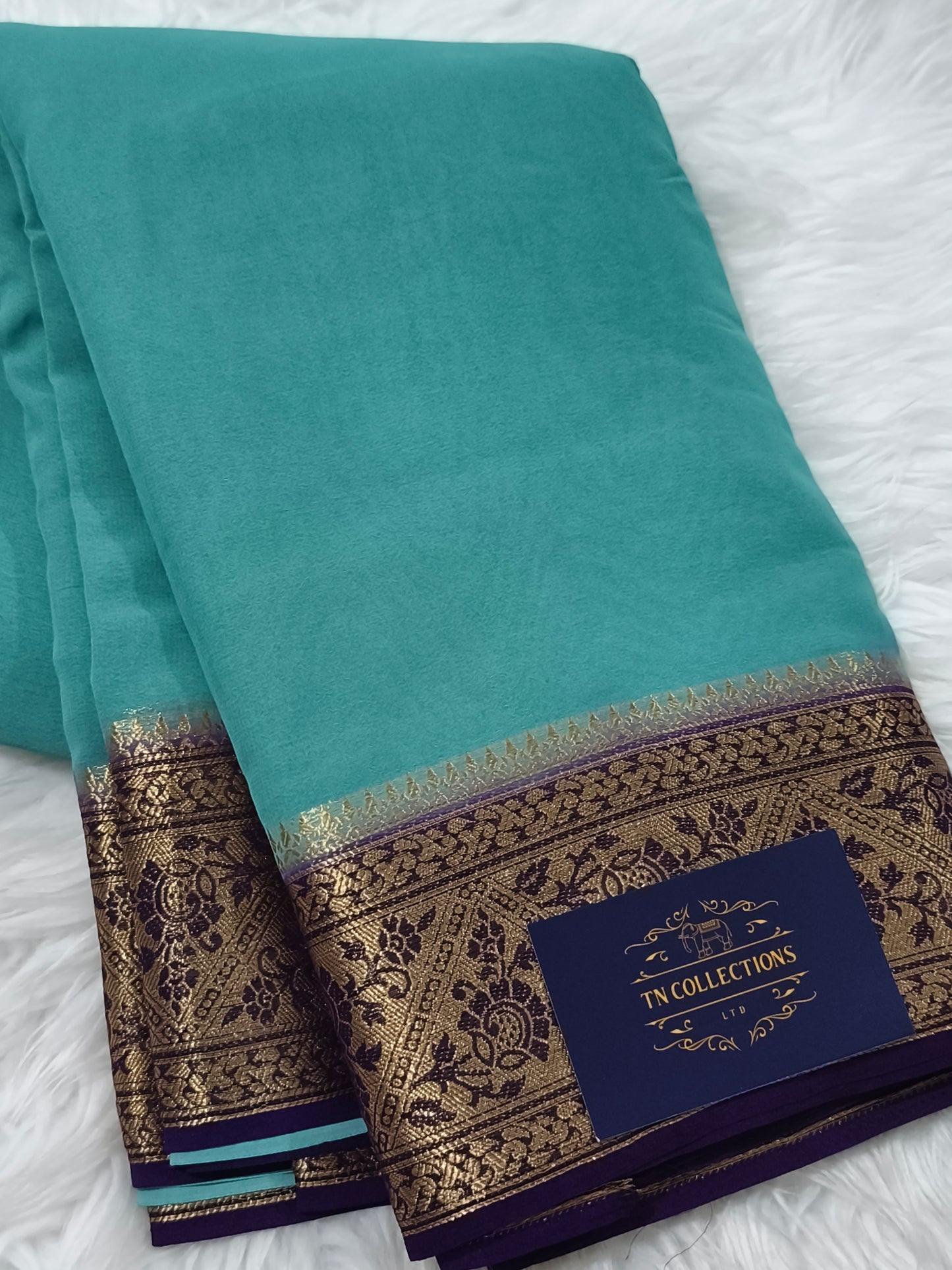 Teal colour Chiffon Georgette saree