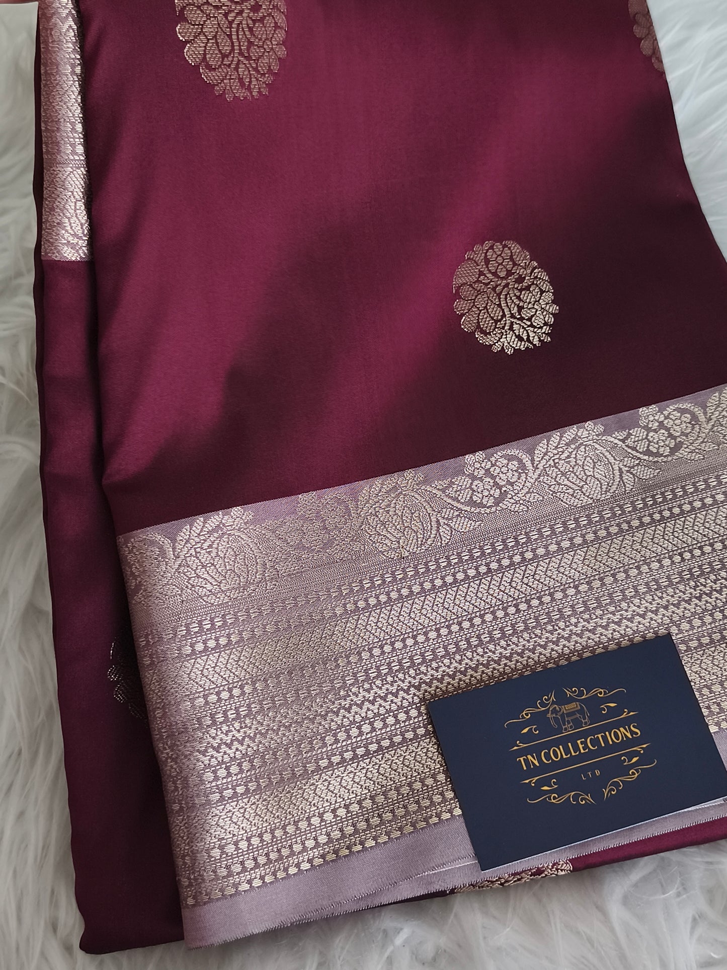 Banarasi Semi Katan Semi Silk Saree (Maroon)