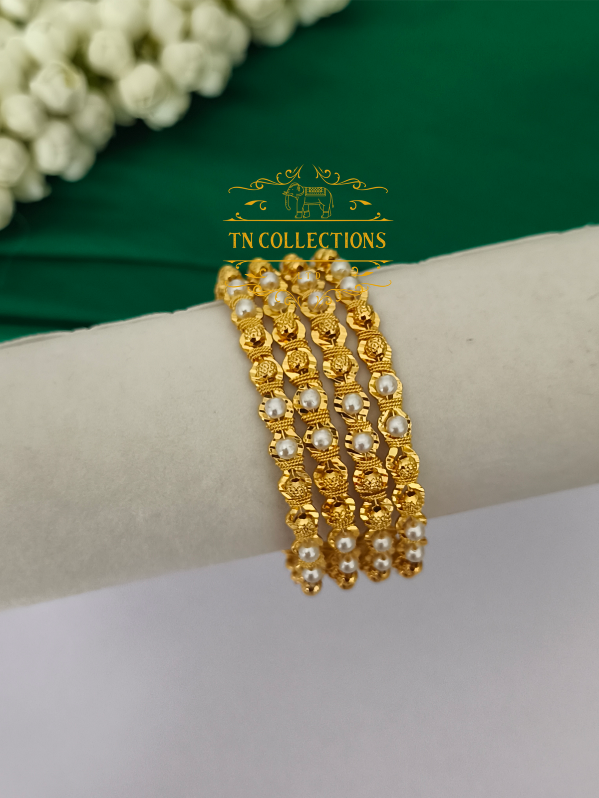 One gram gold forming Pearl Bangles Set
