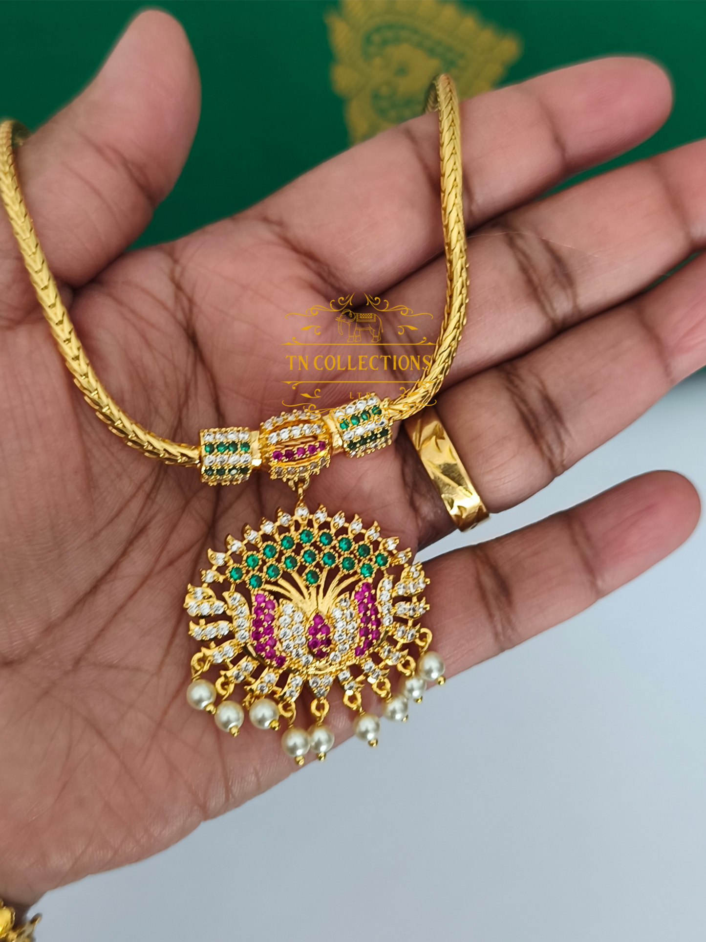 Micro Gold-Plated Traditional Necklace (Attiyal) Multicoloured