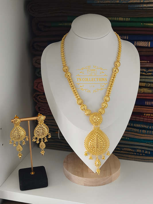 One Gram Gold Forming Haaram with Earrings