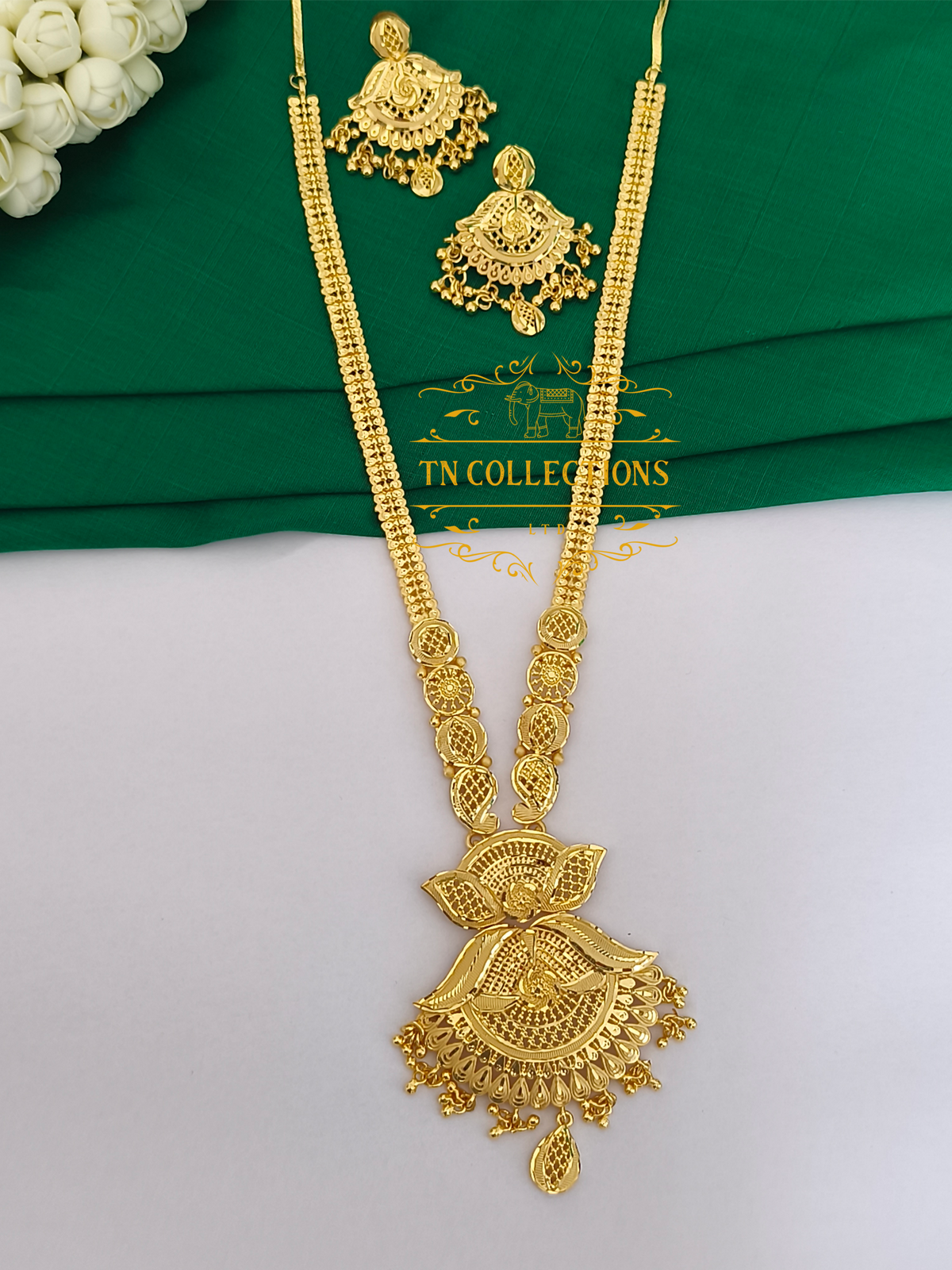 One Gram Gold Forming Haaram with Earrings