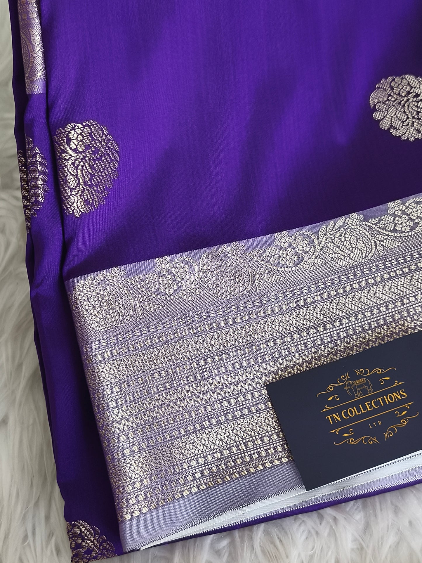Banarasi Semi Katan Semi Silk Saree (Dark Purple)