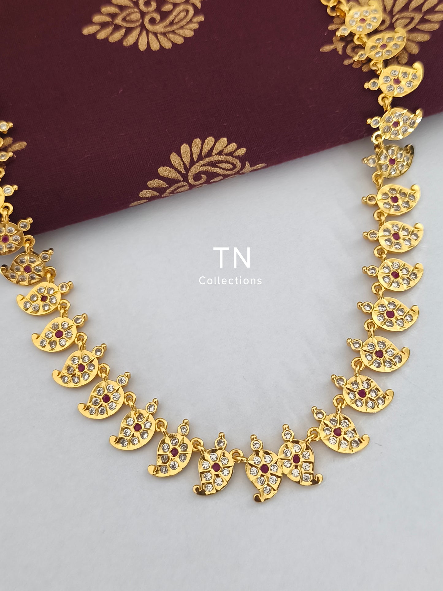 Ruby & white stones Traditional Mango Attiyal