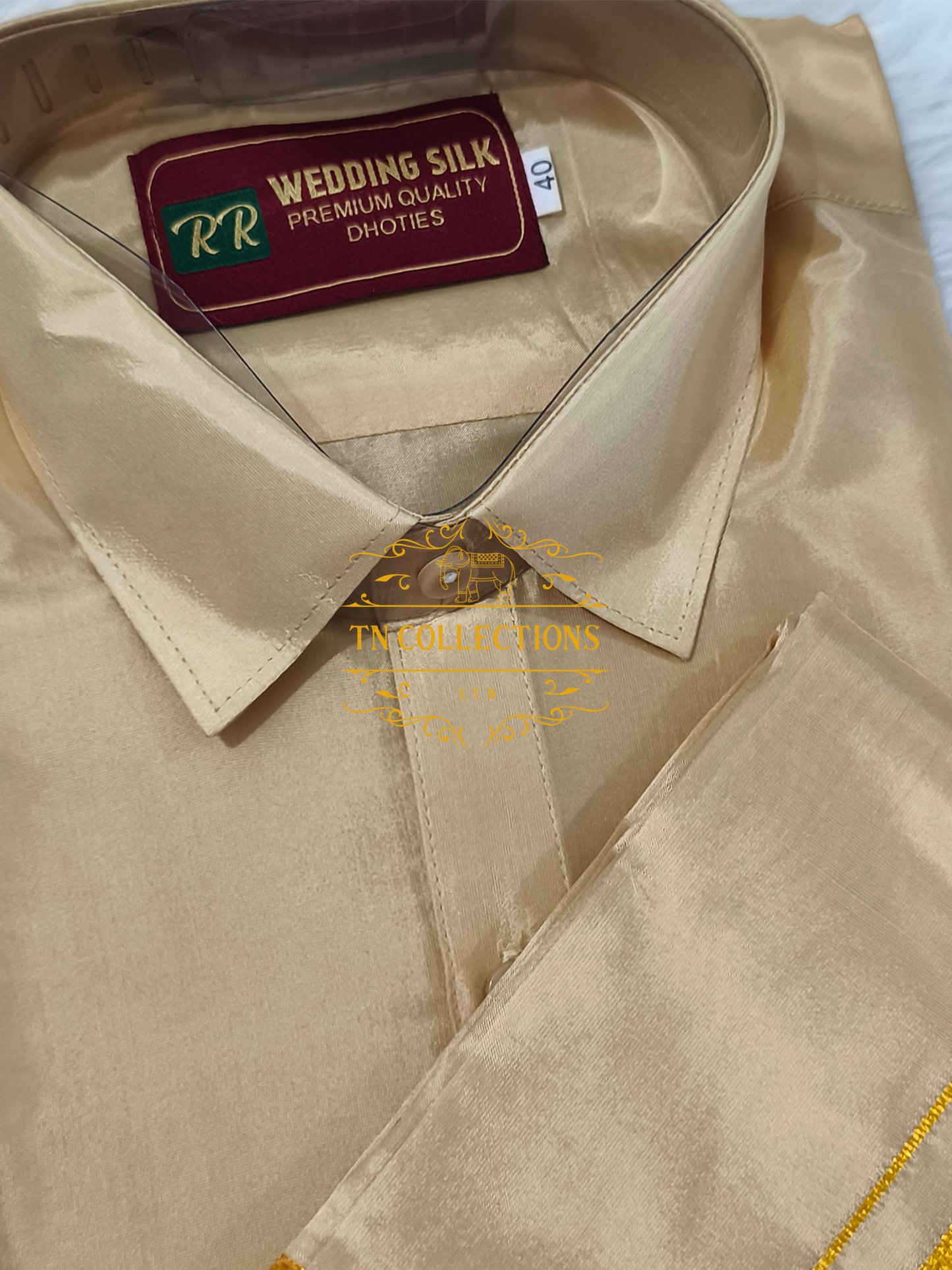 Men's Gold colour Veshti Shirt set