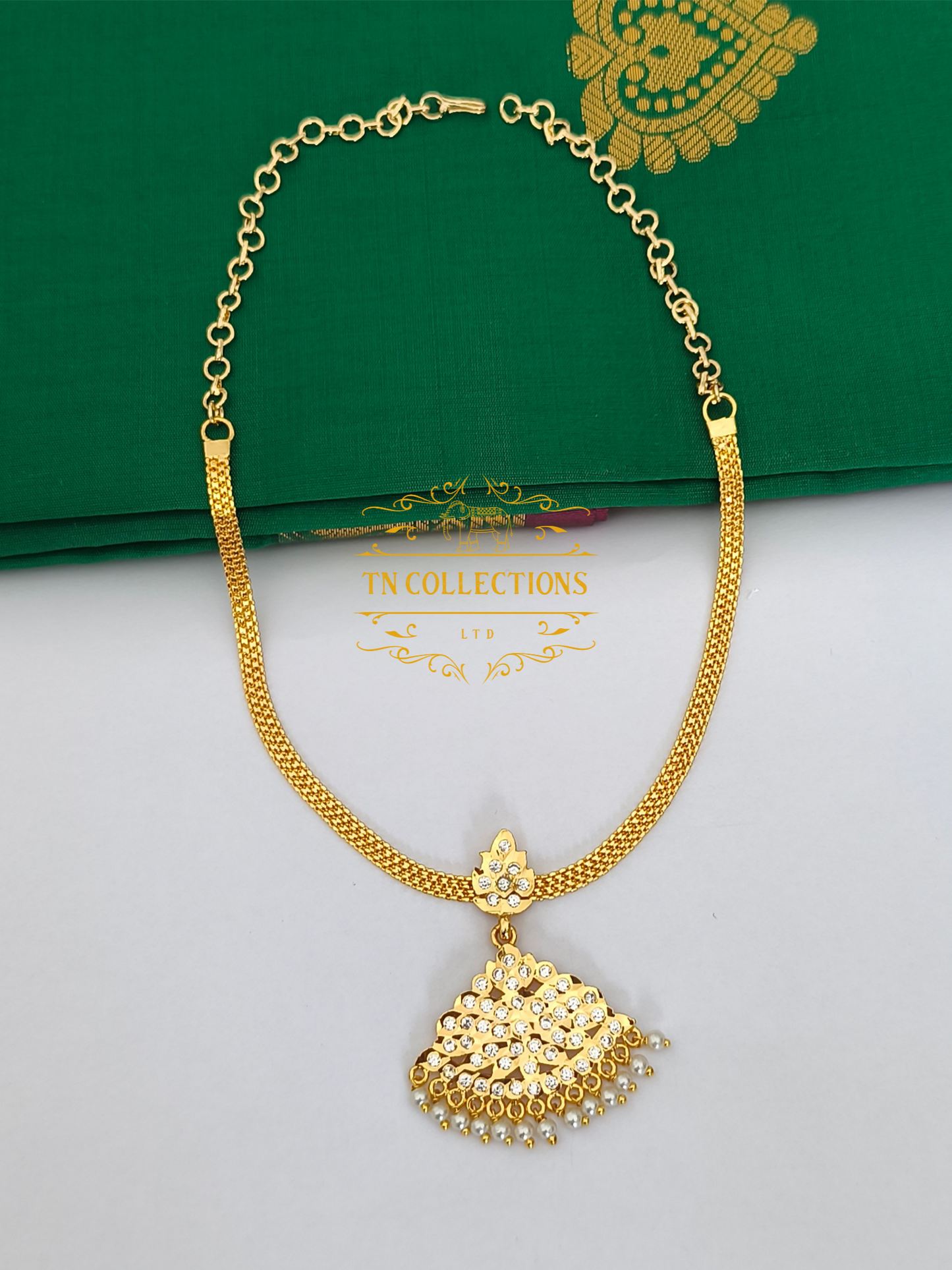 Micro Gold-Plated Traditional Semi Bridal Set (Full white stones)