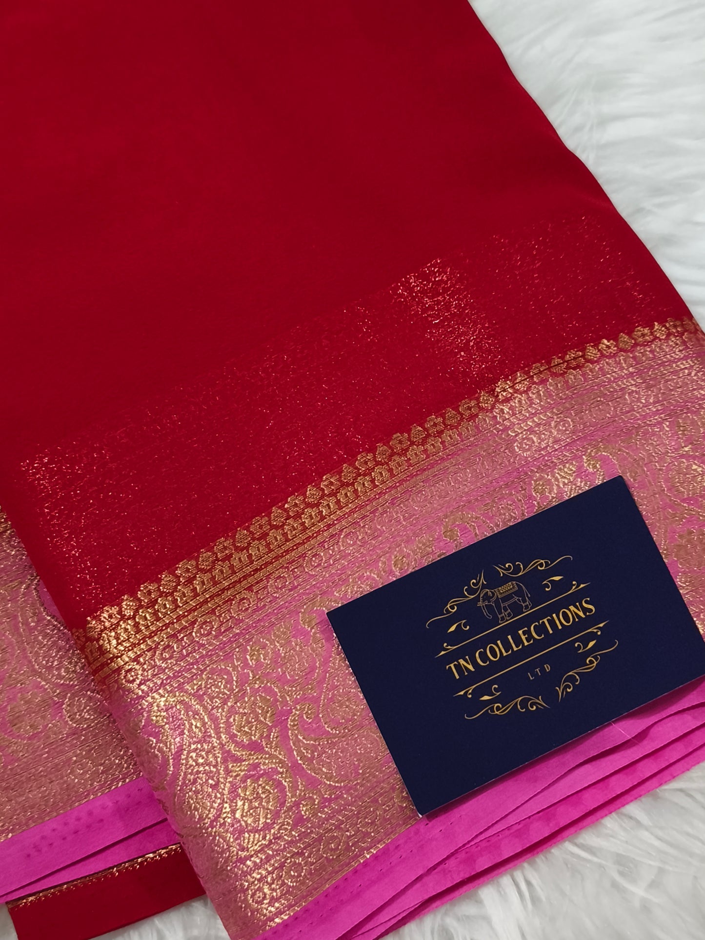 Red Chiffon Georgette Saree
