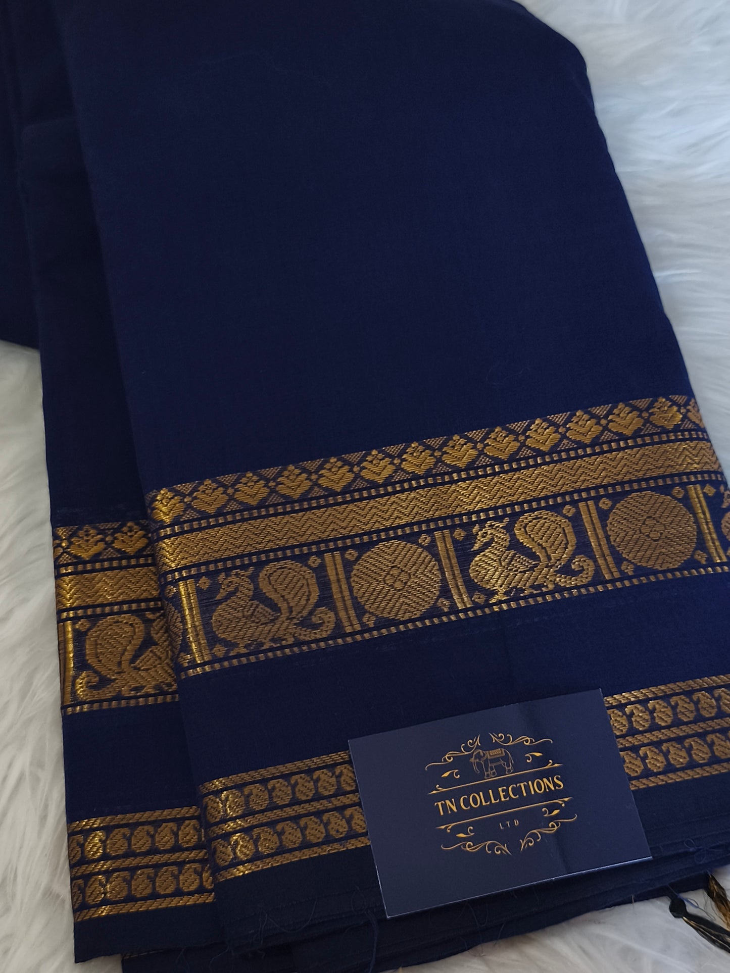 Pure handloom kanchi cotton saree (Blue)