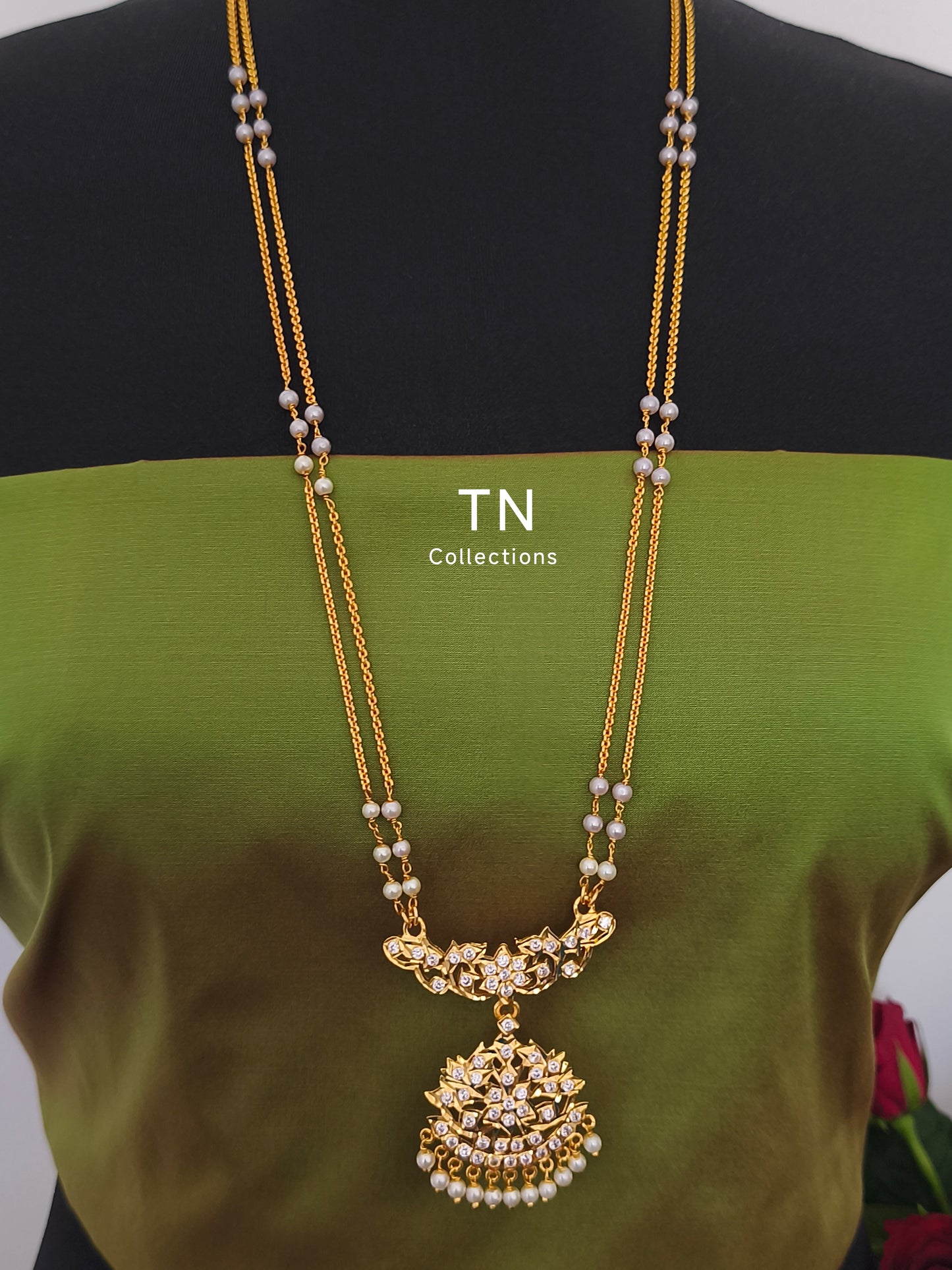 Traditional Impon Pathakkam with pearl chain