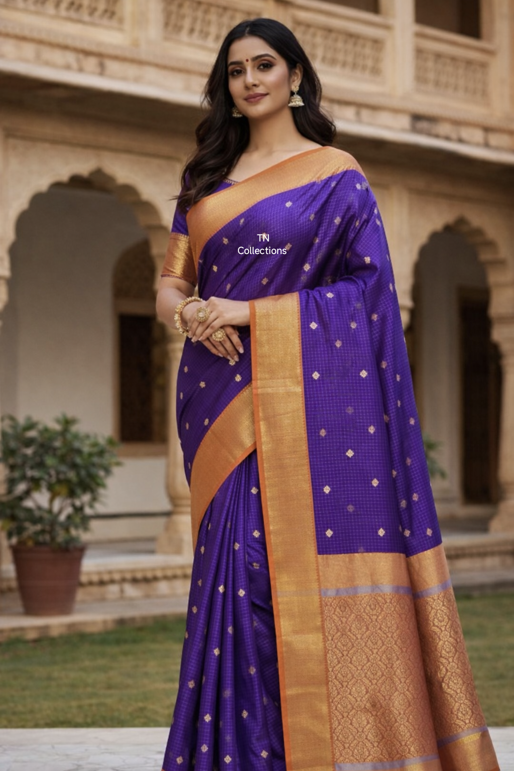 Banarasi Kattan Soft Silk Saree (Purple)
