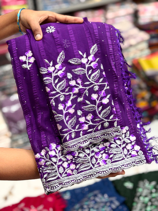 Grand Embroidery work Party wear Saree