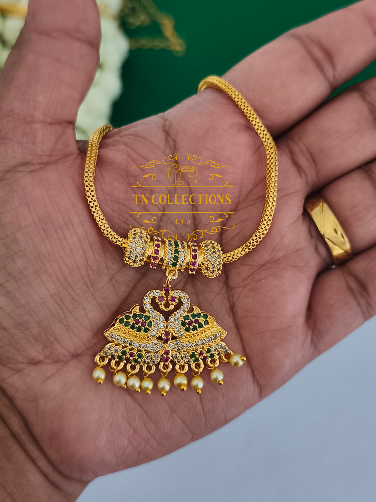 Micro Gold Finish cz stones Attiyal (Multicoloured Stones)