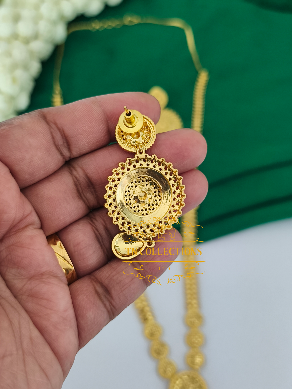 One Gram Gold Forming Haaram with Earrings