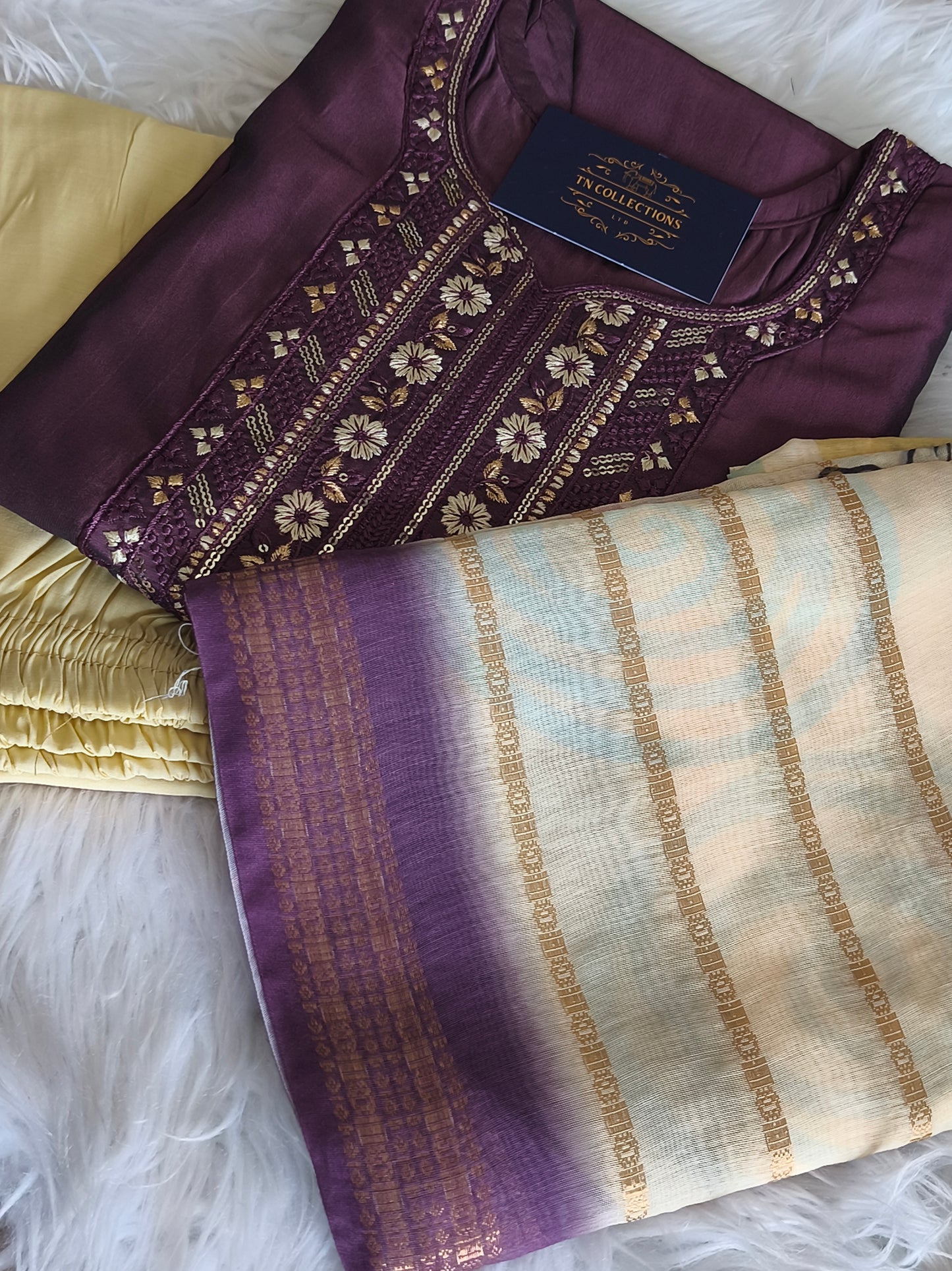 Stylish 3 Piece Embroidered Side Open Shalwar Suit with Floral Dupatta- (M/L/XL)