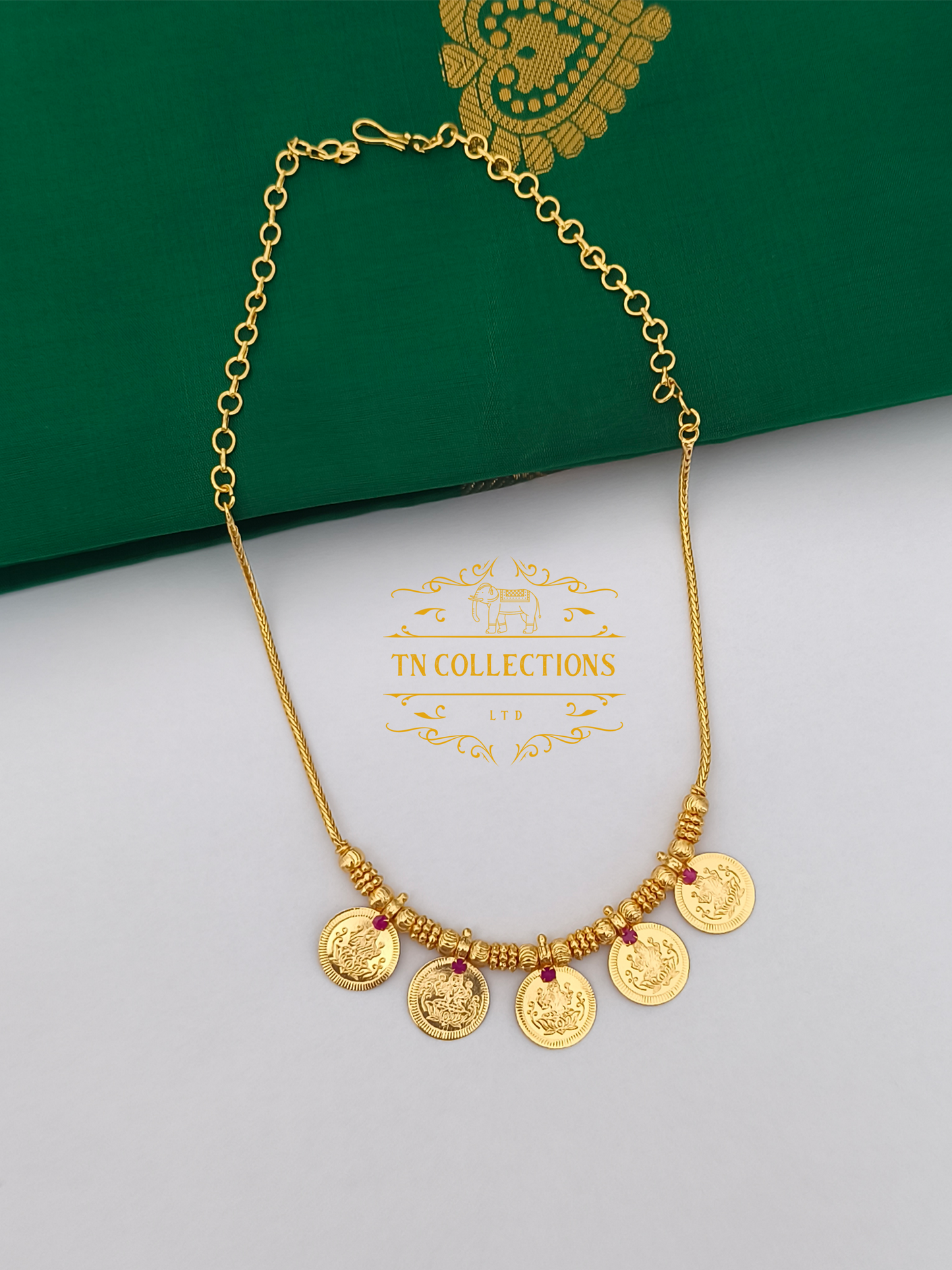 Micro Gold-Plated Traditional Semi Bridal Set (Ruby &white stones)
