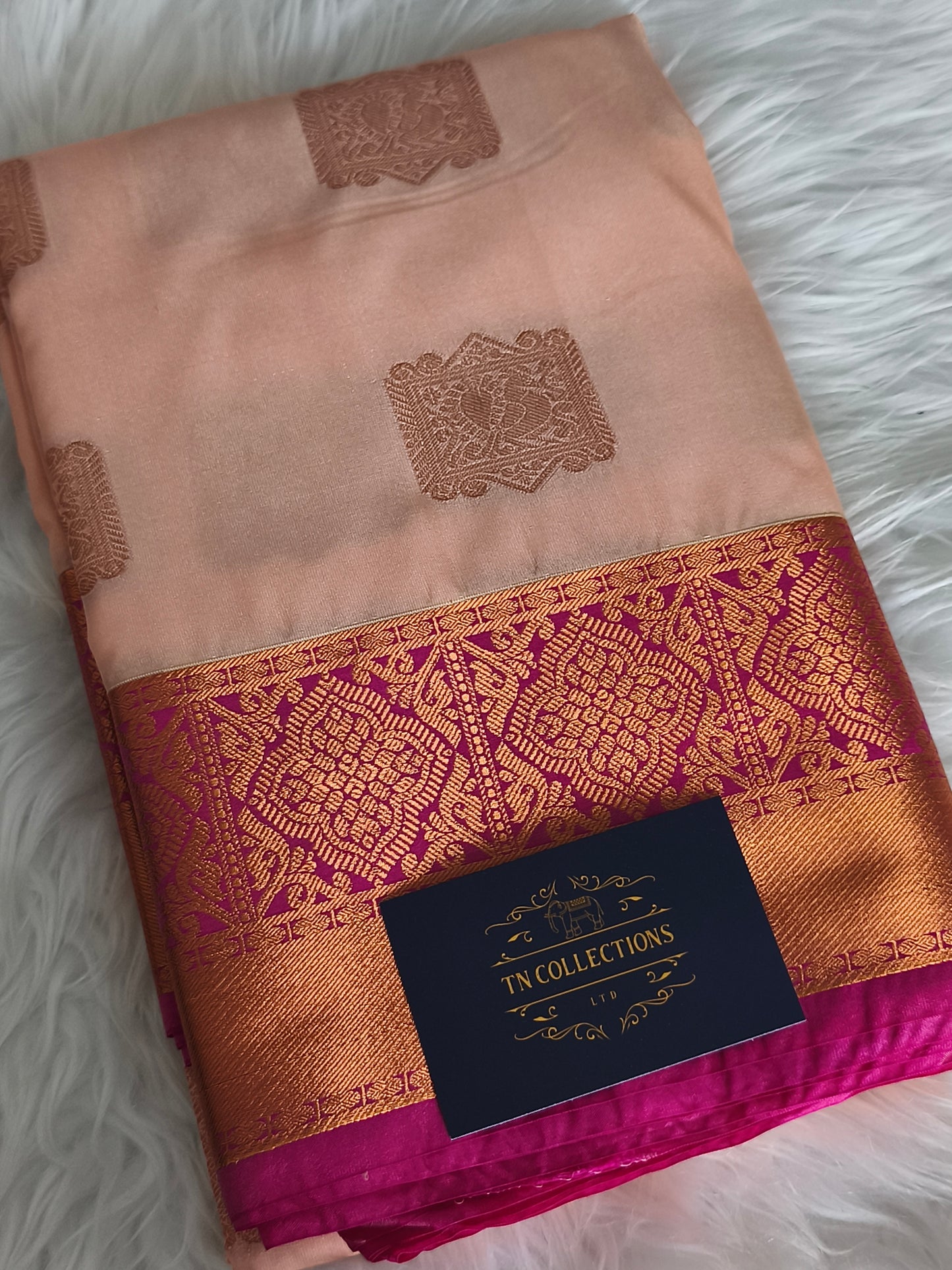 Kanchi Semi Silk Saree with contrast blouse