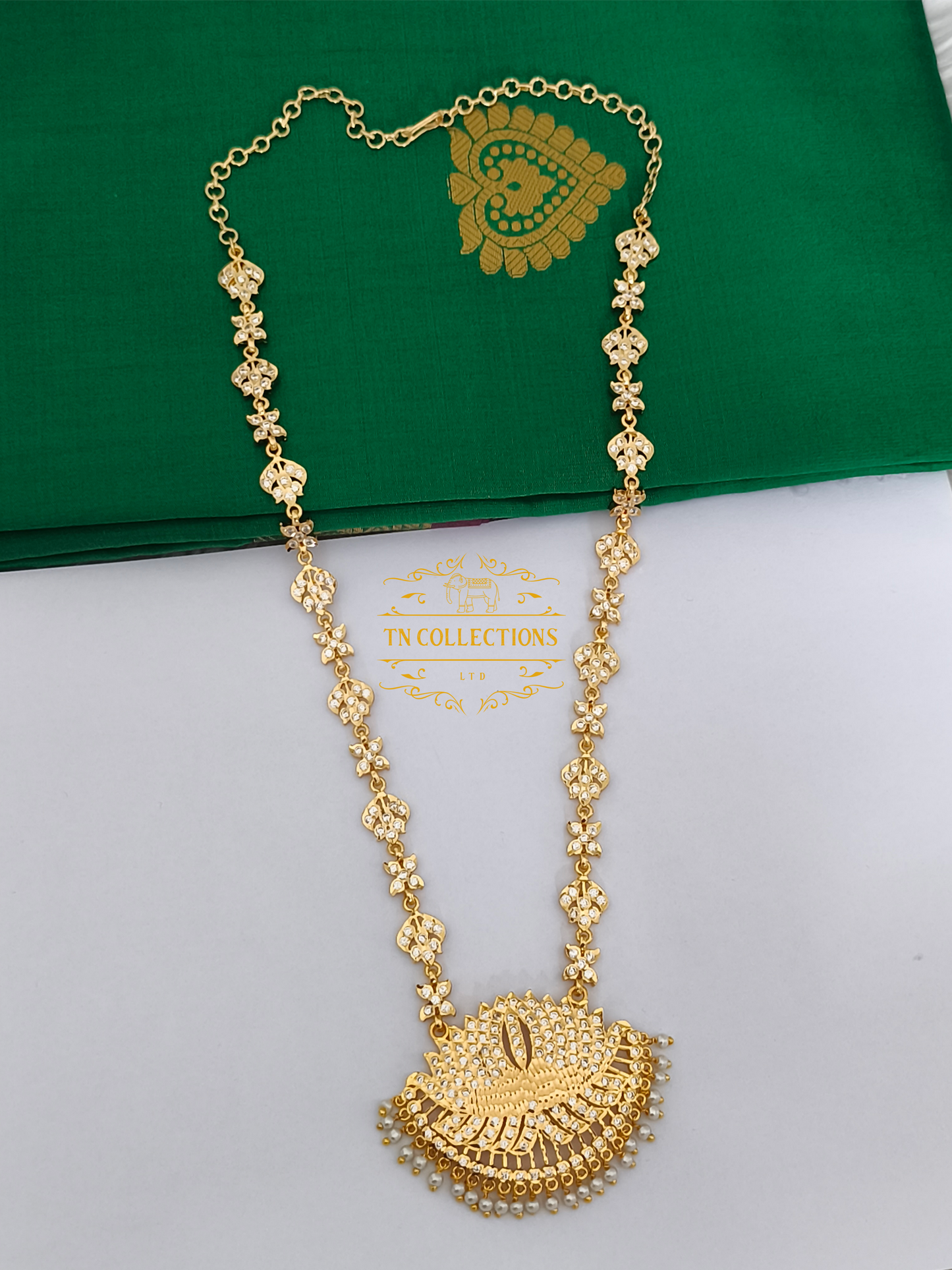 Micro Gold-Plated Traditional Semi Bridal Set (Full white stones)