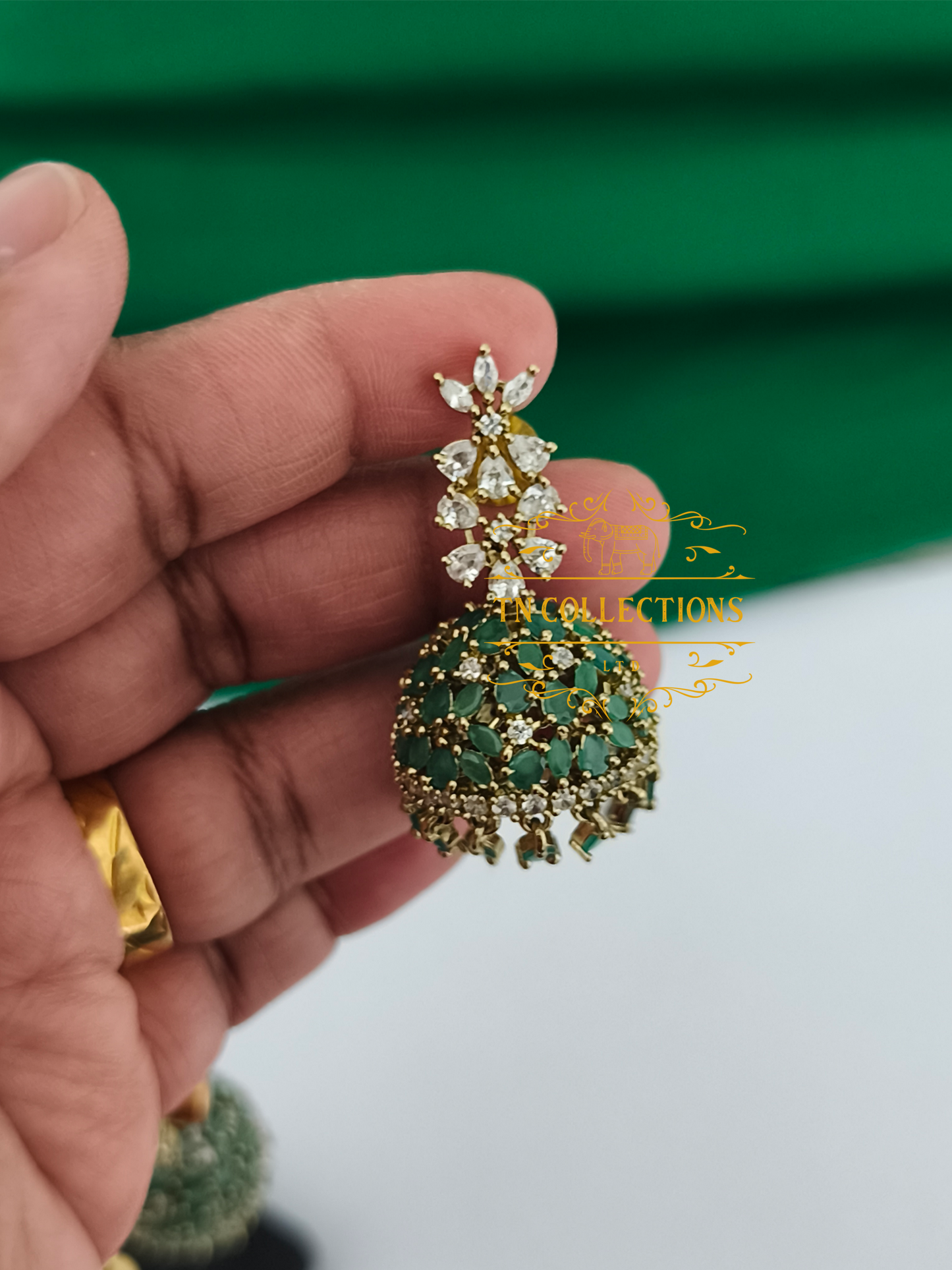 Antique Polish AD Jumka (Emerald Green & White )