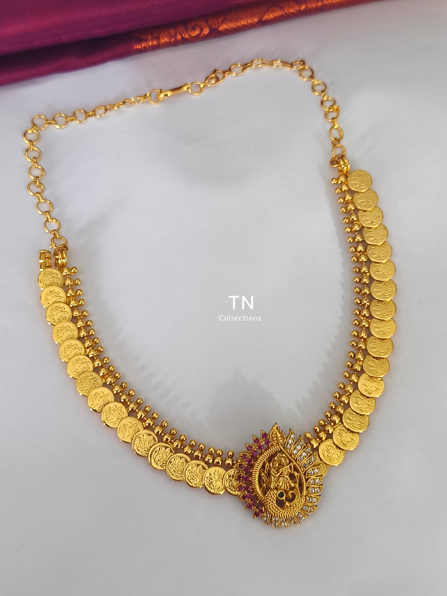 Gold Finish Coin Necklace with Earrings