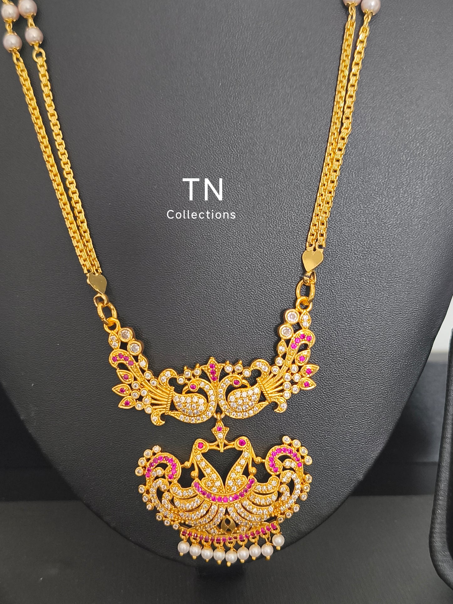 Micro gold plated Traditional Pathakkam with pearl chain