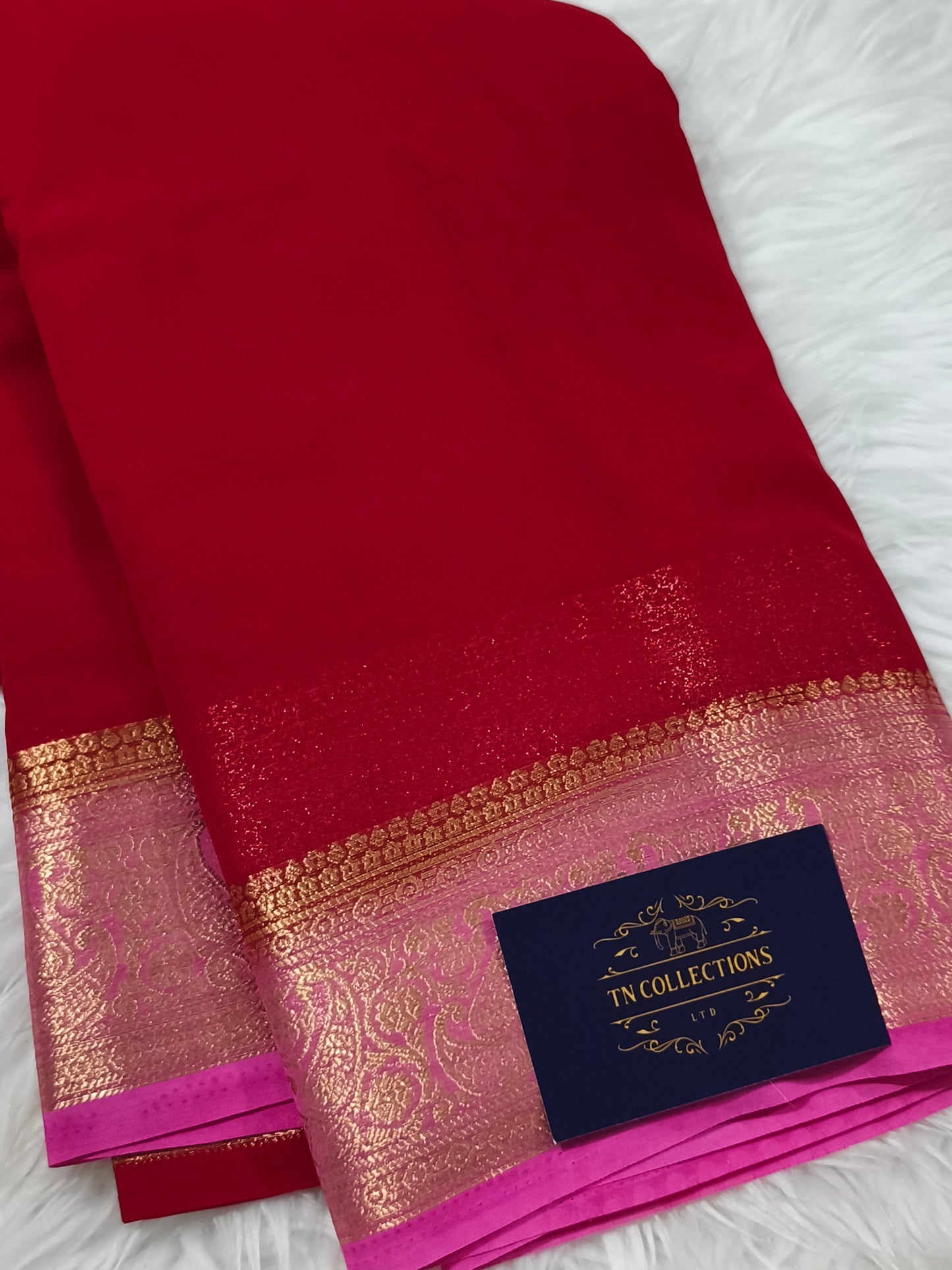 Red Chiffon Georgette Saree