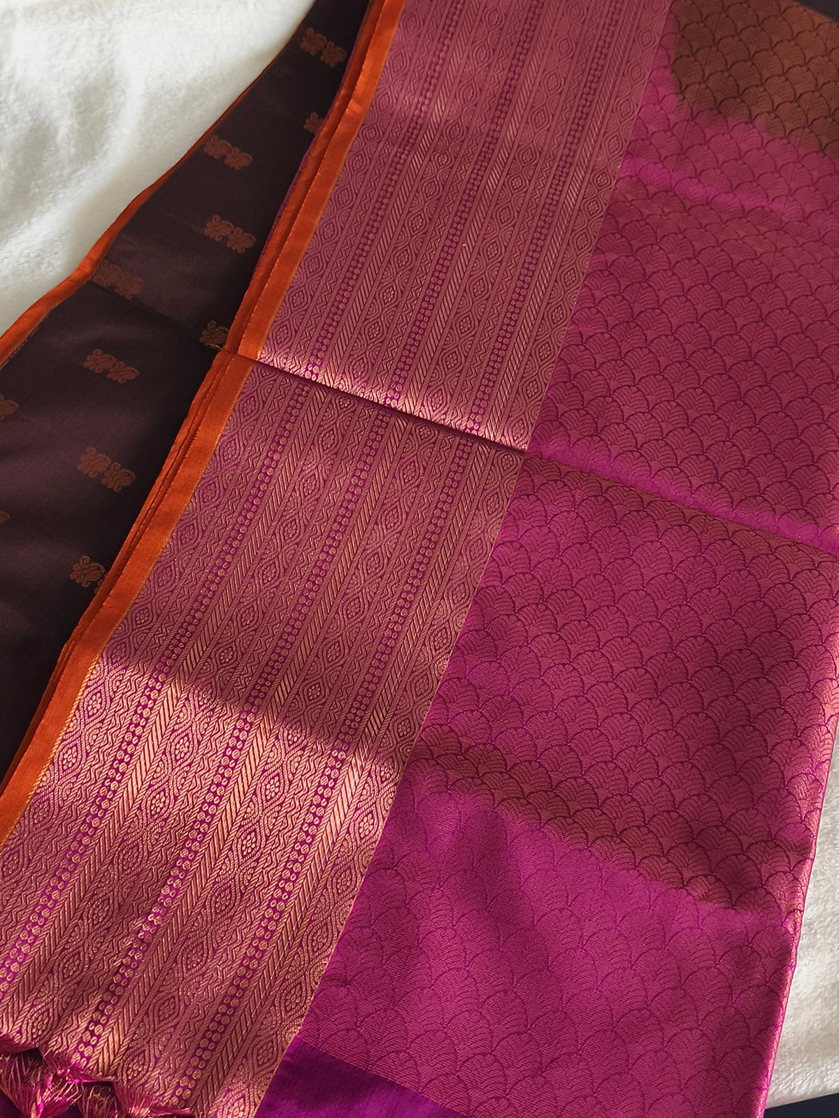 Dual shaded Luxury Soft Silk Saree with contrast blouse and rich pallu