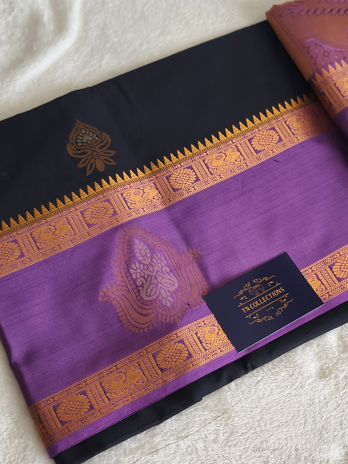 Premium kanchi Silk saree (Black)