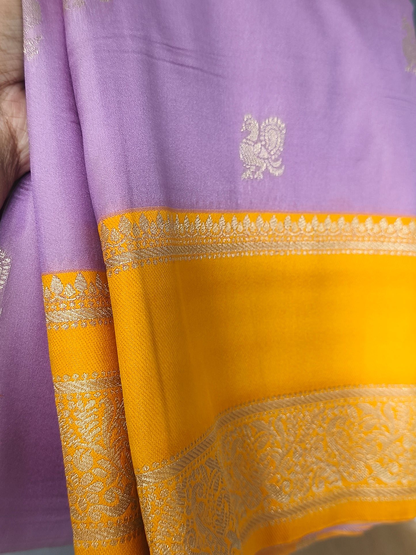 Stunning Kanchi Semi silk saree with contrast blouse