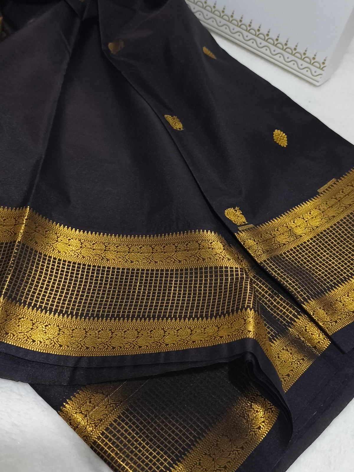 Coffee Brown Premium Semi Kanchipuram Silk Saree
