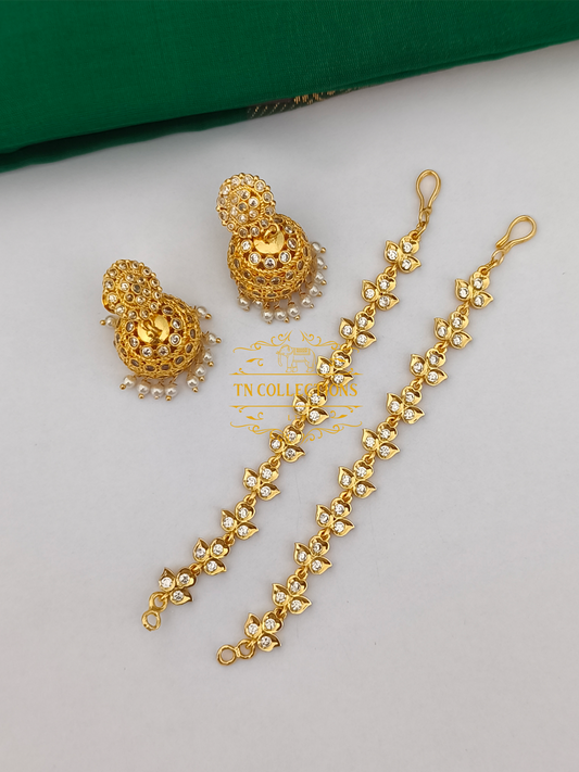 Traditional Jumka with maatal (Full White stones)