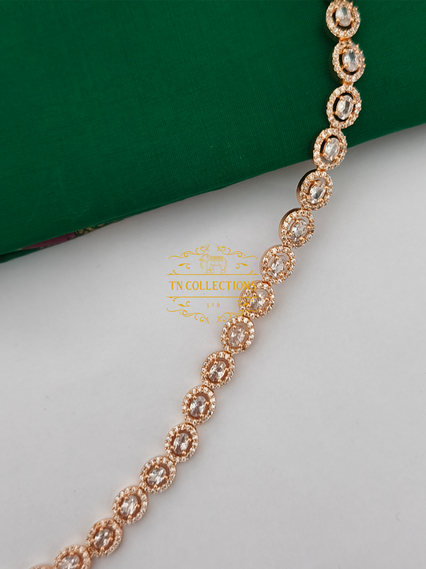 Rose Gold Finish Cz Waistchain