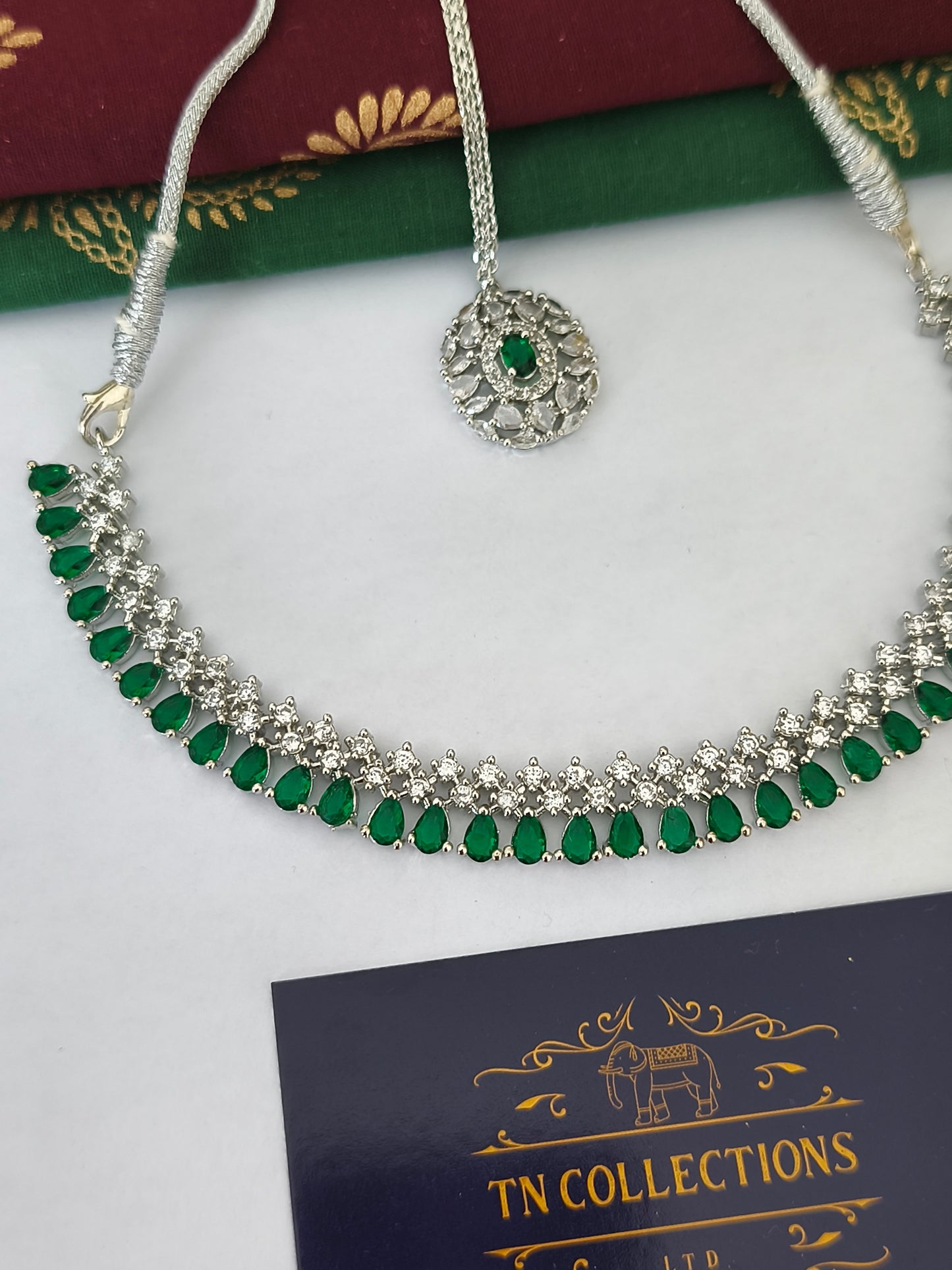 Cz Silver Finish Necklace set