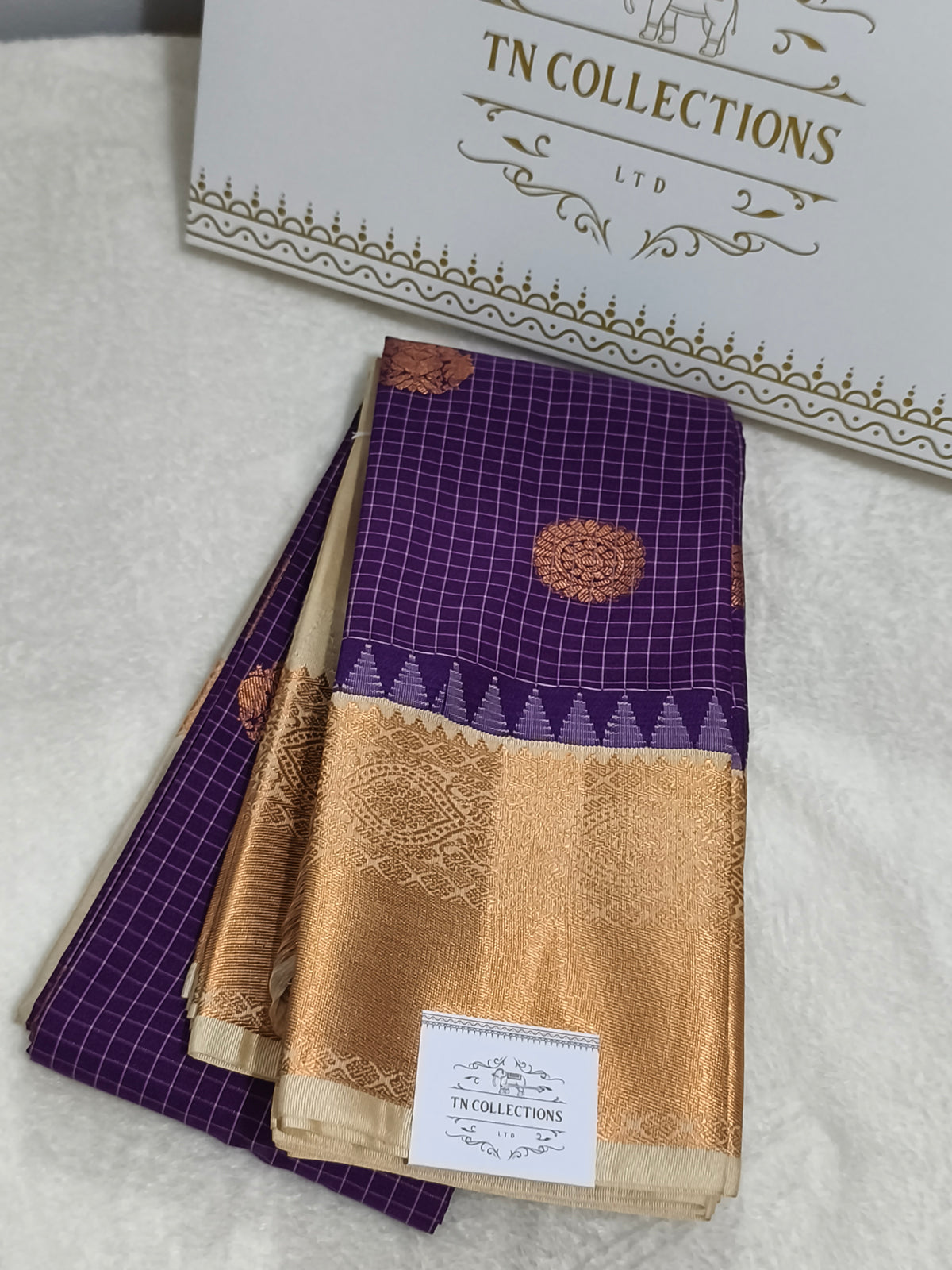 Checked Kanchi Semi Silk Saree