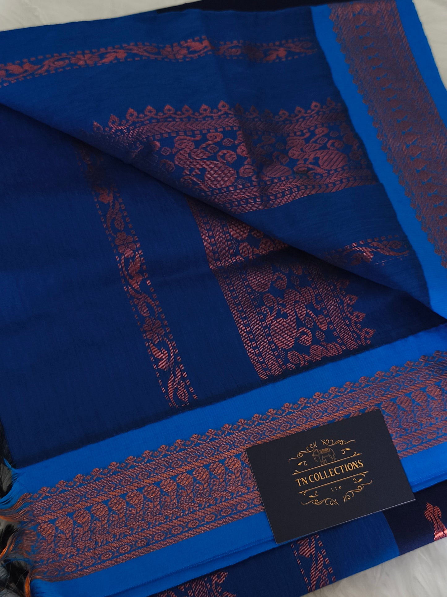 Navy blue with Royal blue Kalyani cotton Pattu Saree