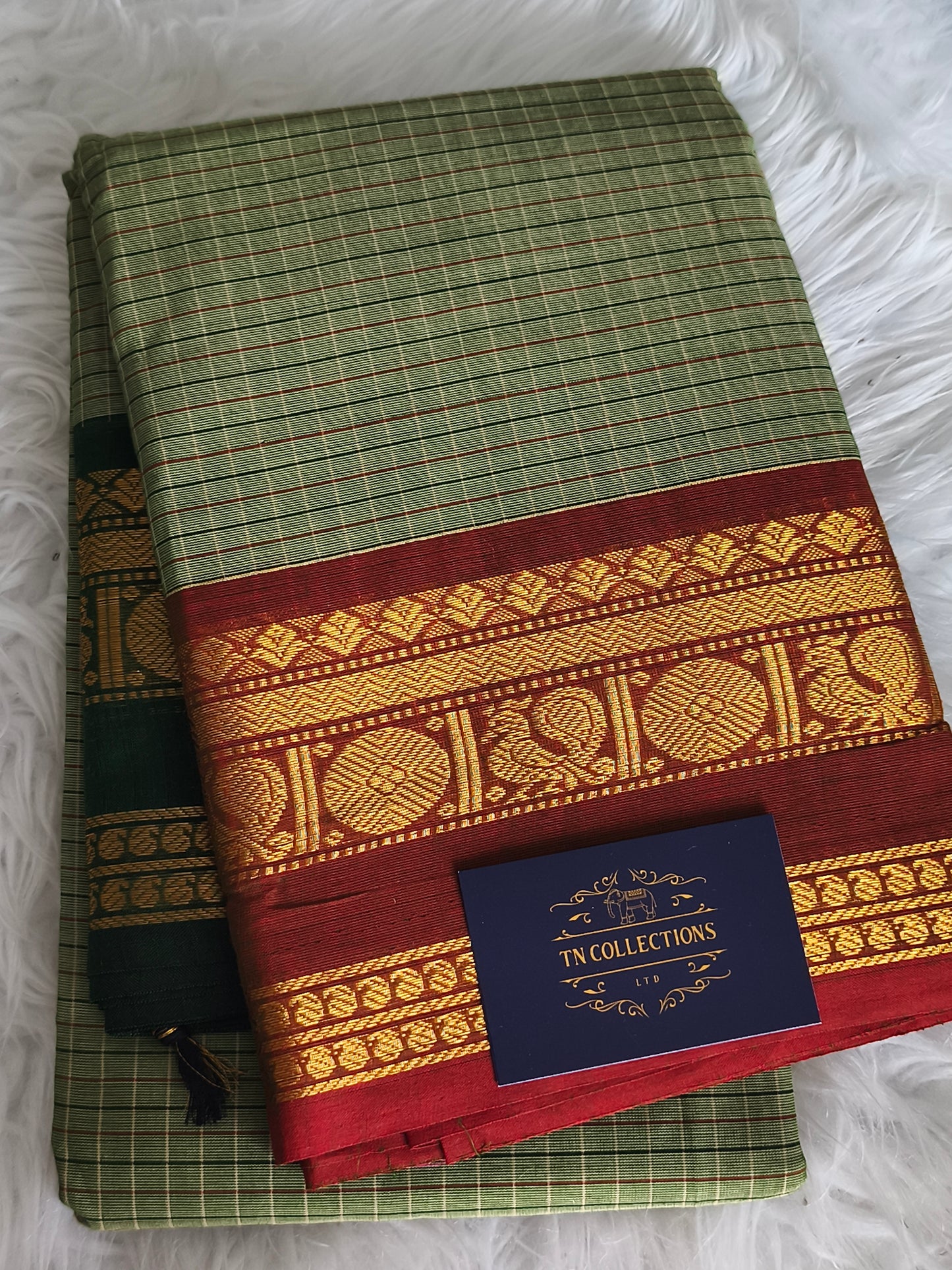Pure Handloom kanchi cotton Kattam Saree