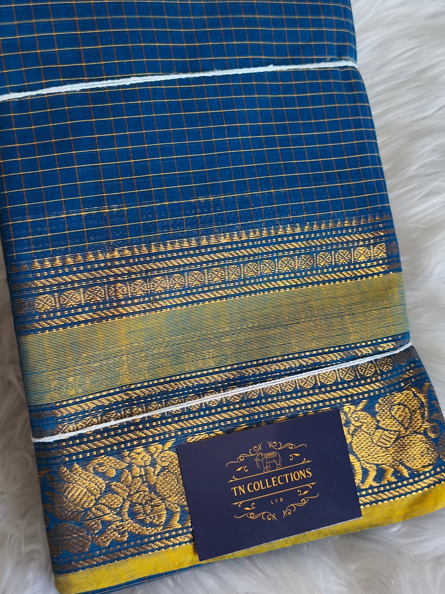 Pure handloom checked design kanchi cotton saree